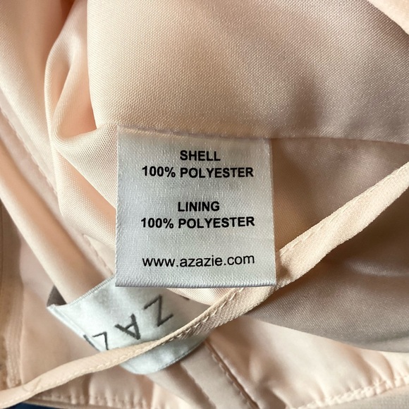 NWT Azazie Ginger A-Line Halter Pleated Chiffon Floor Length Dress Pearl Pink 4 - Picture 10 of 12